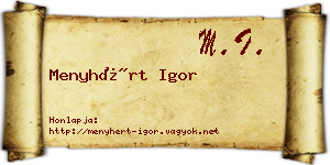 Menyhért Igor névjegykártya